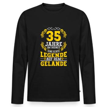 35e anniversaire du service de l’entreprise - T-shirt manches longues Premium bio Homme - noir - Devant - Nico (187cm)