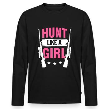 Chasser comme une fille Chasser - T-shirt manches longues Premium bio Homme - noir - Devant - Nico (187cm)