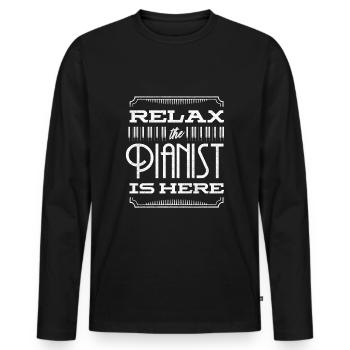 Pianiste Pianiste Pianiste Pianiste Clavier Relax Le Pianiste - T-shirt manches longues Premium bio Homme - noir - Devant - Nico (187cm)