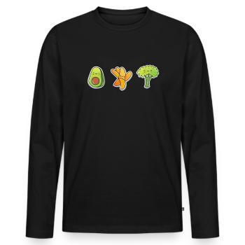 Alimentation saine au brocoli à l’avocat végétalien - T-shirt manches longues Premium bio Homme - noir - Devant - Nico (187cm)