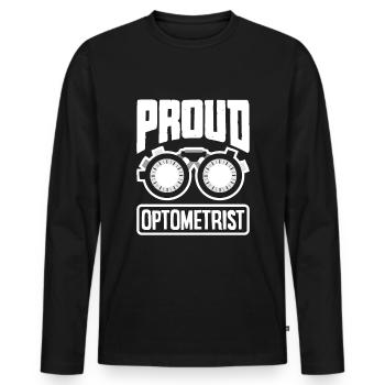 Opticien Optométrie Ophtalmologiste Fier - T-shirt manches longues Premium bio Homme - noir - Devant - Nico (187cm)