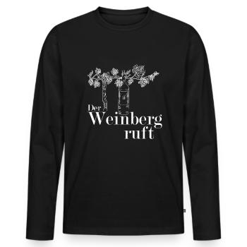 Wein Weinflasche Weinglas Weinberg Ruft - Männer Premium Bio Langarmshirt - Schwarz - Vorne - Nico (187cm)