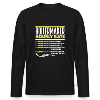 Chaudronnier Taux horaire Drôle - T-shirt manches longues Premium bio Homme - noir - Devant - Nico (187cm)