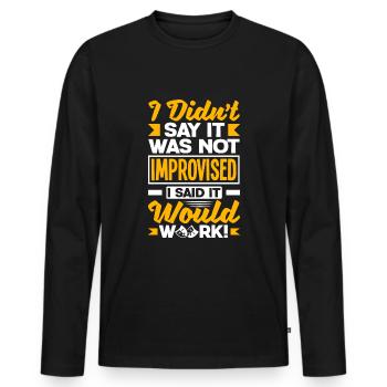 Théâtre Théspian Théspaïsme théâtralisme Drôle - T-shirt manches longues Premium bio Homme - noir - Devant - Nico (187cm)