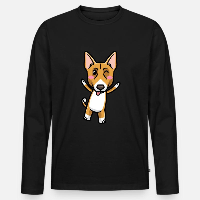 Basenji Hund Emoticon - Männer Premium Bio Langarmshirt - Schwarz