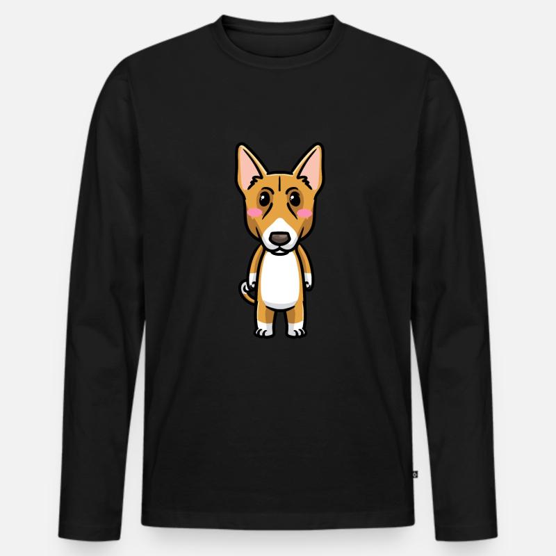 Basenji Hund Emoticon - Männer Premium Bio Langarmshirt - Schwarz