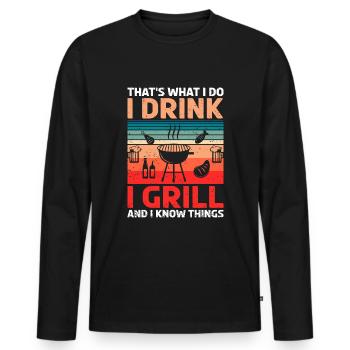 Grill Grill Summer Barbecue Beer Dicton - T-shirt manches longues Premium bio Homme - noir - Devant - Nico (187cm)