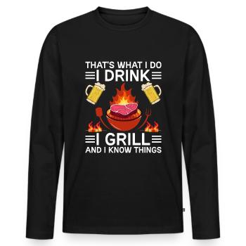 Grill Grill Summer Barbecue Beer Dicton - T-shirt manches longues Premium bio Homme - noir - Devant - Nico (187cm)