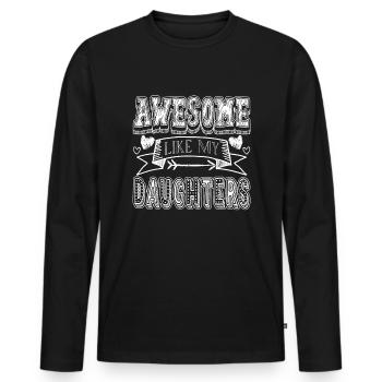 Parents Mère Père de filles Filles - T-shirt manches longues Premium bio Homme - noir - Devant - Nico (187cm)