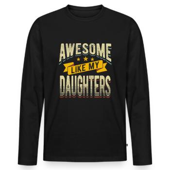 Parents Mère Père de filles Filles - T-shirt manches longues Premium bio Homme - noir - Devant - Nico (187cm)