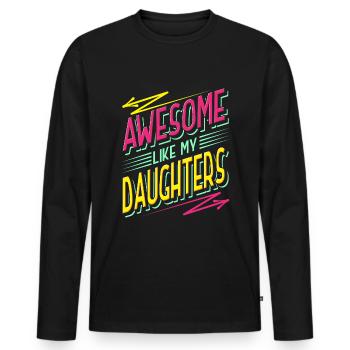 Parents Mère Père de filles Filles - T-shirt manches longues Premium bio Homme - noir - Devant - Nico (187cm)