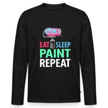 Painter Painting Paint Eat Sleep Paint Repeat - Men's Premium Organic Long Sleeve Shirt - black - Front - Nico (187cm)