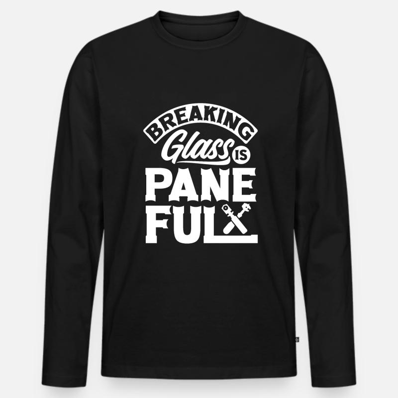 Glazier Window Fitter Paneful - Männer Premium Bio Langarmshirt - Schwarz