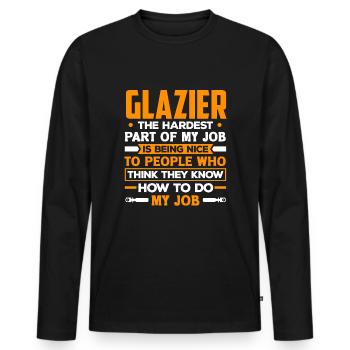 Glazier Window Fitter Funny Quote - Männer Premium Bio Langarmshirt - Schwarz - Vorne - Nico (187cm)
