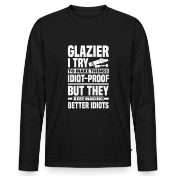Window Fitter Glazier Funny Quote - Männer Premium Bio Langarmshirt - Schwarz - Vorne - Nico (187cm)