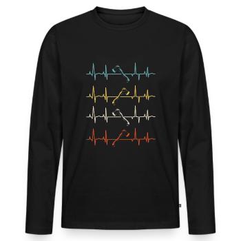 Hache Hache Lancer Hache Hache Lancer Hache Lancer Heartbeat - T-shirt manches longues Premium bio Homme - noir - Devant - Nico (187cm)