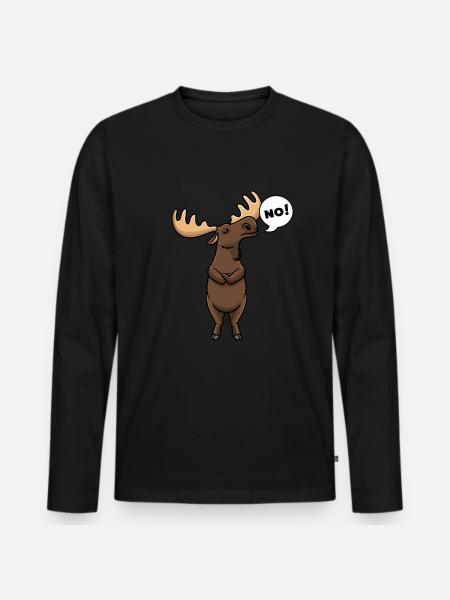 Sturer Elch mit Elchgeweih Elentier Nein - Premium økologisk langærmet T-shirt til mænd - sort