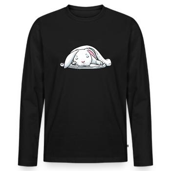 Lapin blanc Lapin endormi Fatigué - T-shirt manches longues Premium bio Homme - noir - Devant - Nico (187cm)