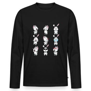 Lapin Blanc Emoticons Lapin - T-shirt manches longues Premium bio Homme - noir - Devant - Nico (187cm)