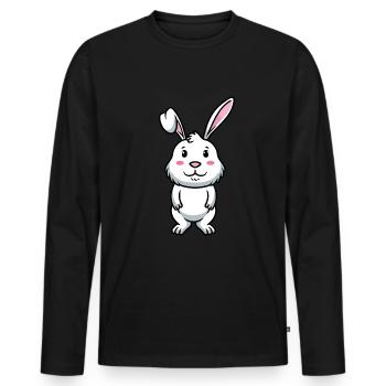 Lapin Blanc Emoticons Lapin - T-shirt manches longues Premium bio Homme - noir - Devant - Nico (187cm)