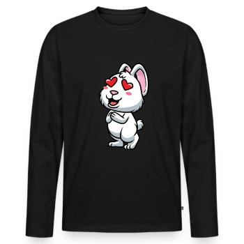 Lapin Blanc Emoticons Lapin - T-shirt manches longues Premium bio Homme - noir - Devant - Nico (187cm)