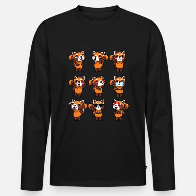 Roter Panda Kleiner Panda Emoticon - Männer Premium Bio Langarmshirt - Schwarz
