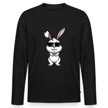 Lapin Blanc Emoticons Lapin - T-shirt manches longues Premium bio Homme - noir - Devant - Nico (187cm)