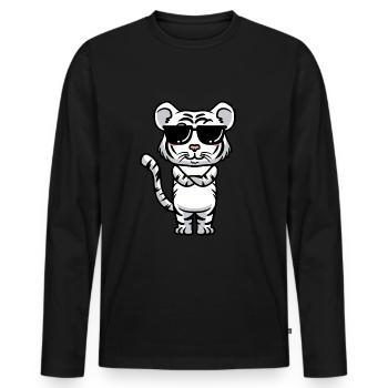 White Tiger Emoticon Bengal Tiger - Men's Premium Organic Long Sleeve Shirt - black - Front - Nico (187cm)
