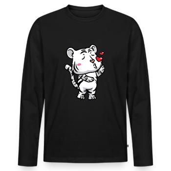 White Tiger Emoticon Bengal Tiger - Men's Premium Organic Long Sleeve Shirt - black - Front - Nico (187cm)