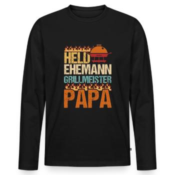 Held Ehemann Grillmeister Papa Grill Smoker - Männer Premium Bio Langarmshirt - Schwarz - Vorne - Nico (187cm)