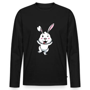 Lapin Blanc Emoticon Lapin - T-shirt manches longues Premium bio Homme - noir - Devant - Nico (187cm)