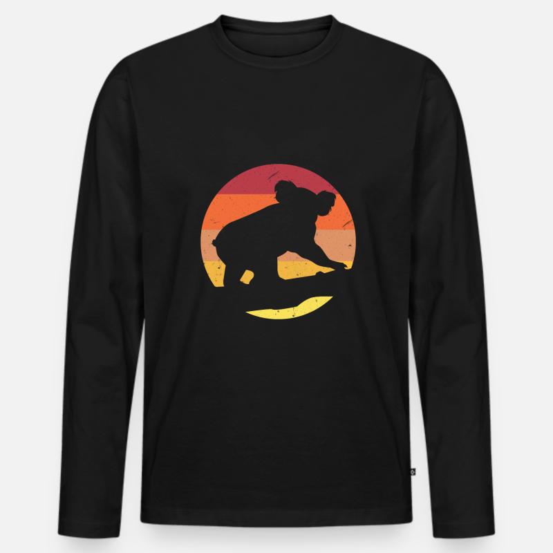 Koala Retro Australien Beuteltier - Männer Premium Bio Langarmshirt - Schwarz