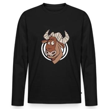 Wildebeest Antelope Africa Animal Steppe Zoo - Men's Premium Organic Long Sleeve Shirt - black - Front - Nico (187cm)