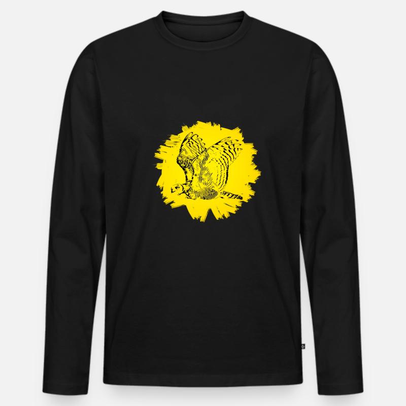 Eule - Männer Premium Bio Langarmshirt - Schwarz