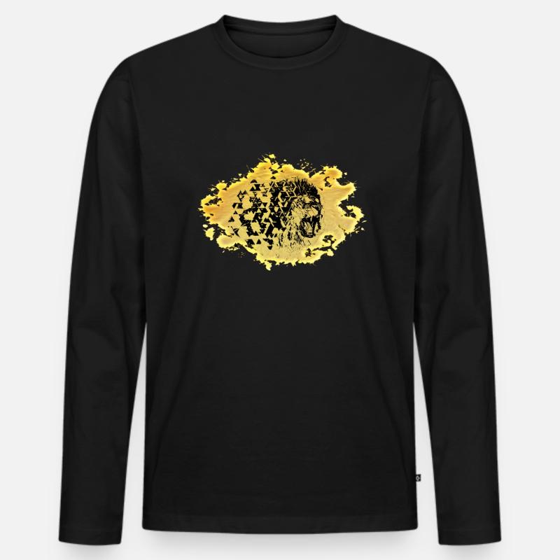 Löwe - Männer Premium Bio Langarmshirt - Schwarz