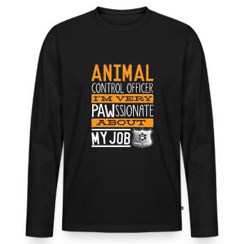 Animal Control Officer Pawssionate About My Job - Men's Premium Organic Long Sleeve Shirt - black - Front - Nico (187cm)