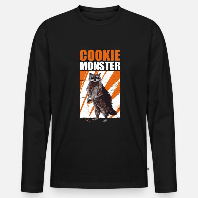 Cookie Waschbär Tier Humor - Männer Premium Bio Langarmshirt - Schwarz