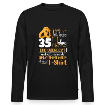 Leinenhochzeit 35 Jahre Verheiratet Hochzeitstag - Männer Premium Bio Langarmshirt - Schwarz - Vorne - Nico (187cm)