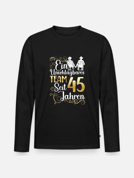 Messinhochzeit 45 Jahre Verheiratet Hochzeitstag - Männer Premium Bio Langarmshirt - Schwarz