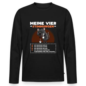 Katze Lustige Sprüche Kaffee - Männer Premium Bio Langarmshirt - Schwarz - Vorne - Nico (187cm)