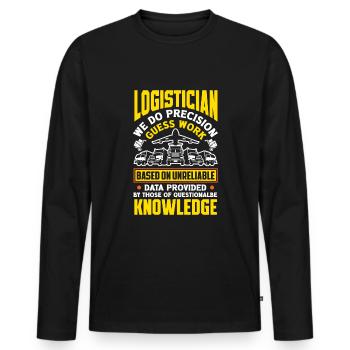 Logisticien logistique Nous faisons un travail de devinettes de précision - T-shirt manches longues Premium bio Homme - noir - Devant - Nico (187cm)