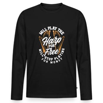 Harp Player Harpist Funny Quote - Männer Premium Bio Langarmshirt - Schwarz - Vorne - Nico (187cm)