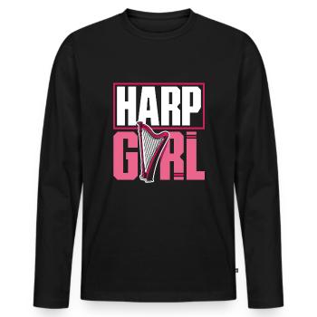 Harp Player Female Harpist Harp Girl - Männer Premium Bio Langarmshirt - Schwarz - Vorne - Nico (187cm)