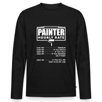 Painter Painting Painter Hourly Rate - Men's Premium Organic Long Sleeve Shirt - black - Front - Nico (187cm)