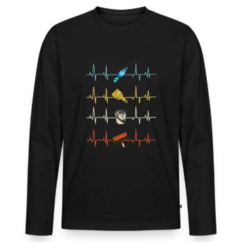 Painter Painting Heartbeat - Männer Premium Bio Langarmshirt - Schwarz - Vorne - Nico (187cm)