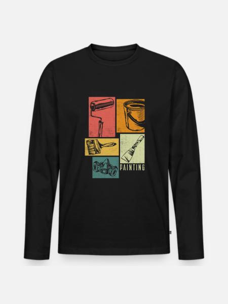 Painter Painting Equipment Silhouettes - Men's Premium Organic Long Sleeve Shirt - black