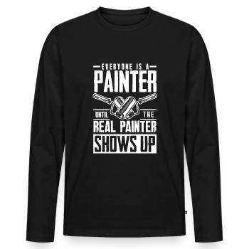 Painter Painting Everyone Is A Painter Funny - Men's Premium Organic Long Sleeve Shirt - black - Front - Nico (187cm)