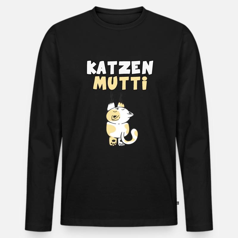 Süße Katzen Mama - Männer Premium Bio Langarmshirt - Schwarz