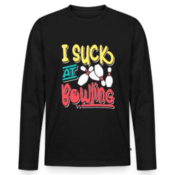 I'm Bad In Bowling Bowler - Men's Premium Organic Long Sleeve Shirt - black - Front - Nico (187cm)