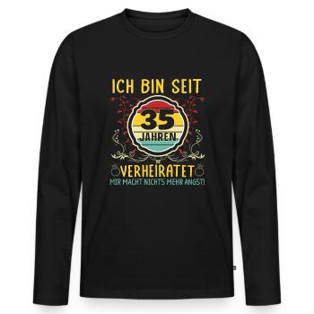 Leinenhochzeit 35 Jahre Verheiratet Hochzeitstag - Männer Premium Bio Langarmshirt - Schwarz - Vorne - Nico (187cm)